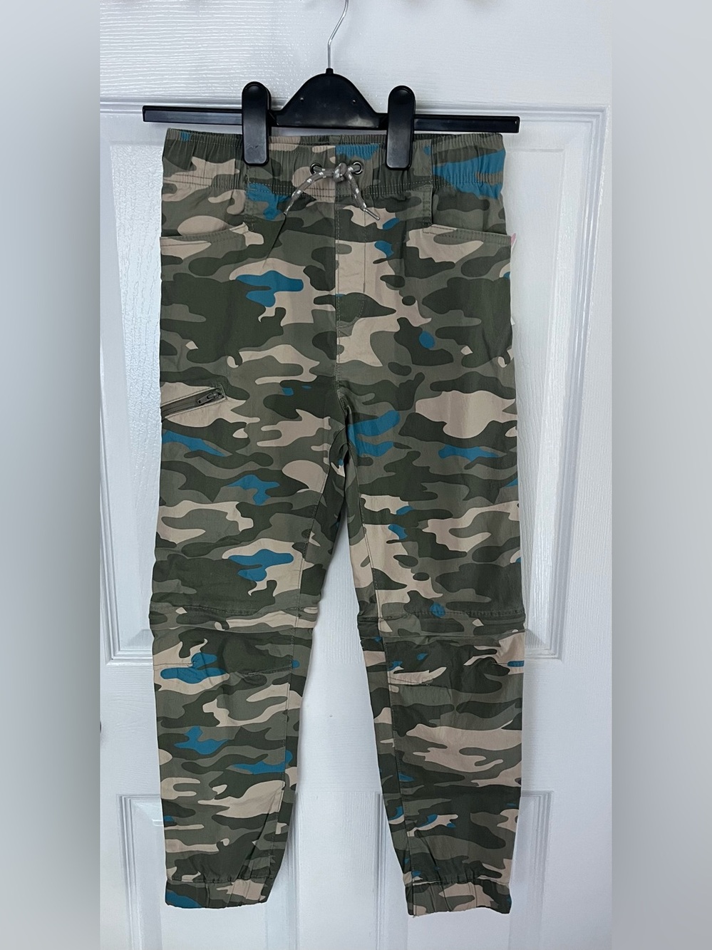 George Camo Jogger Pants Kids Size 10-12 Green Blue Drawstring NWT